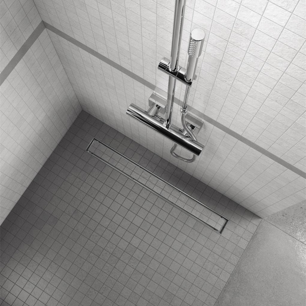 Ralo de duche inclinável 2 em 1 retangular em aço inoxidável ultraplano Modelo R2