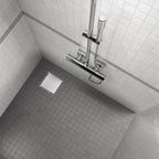 Ralo de duche de drenagem quadrado em aço inoxidável ultra plano - 4 tamanhos Q1, prateado