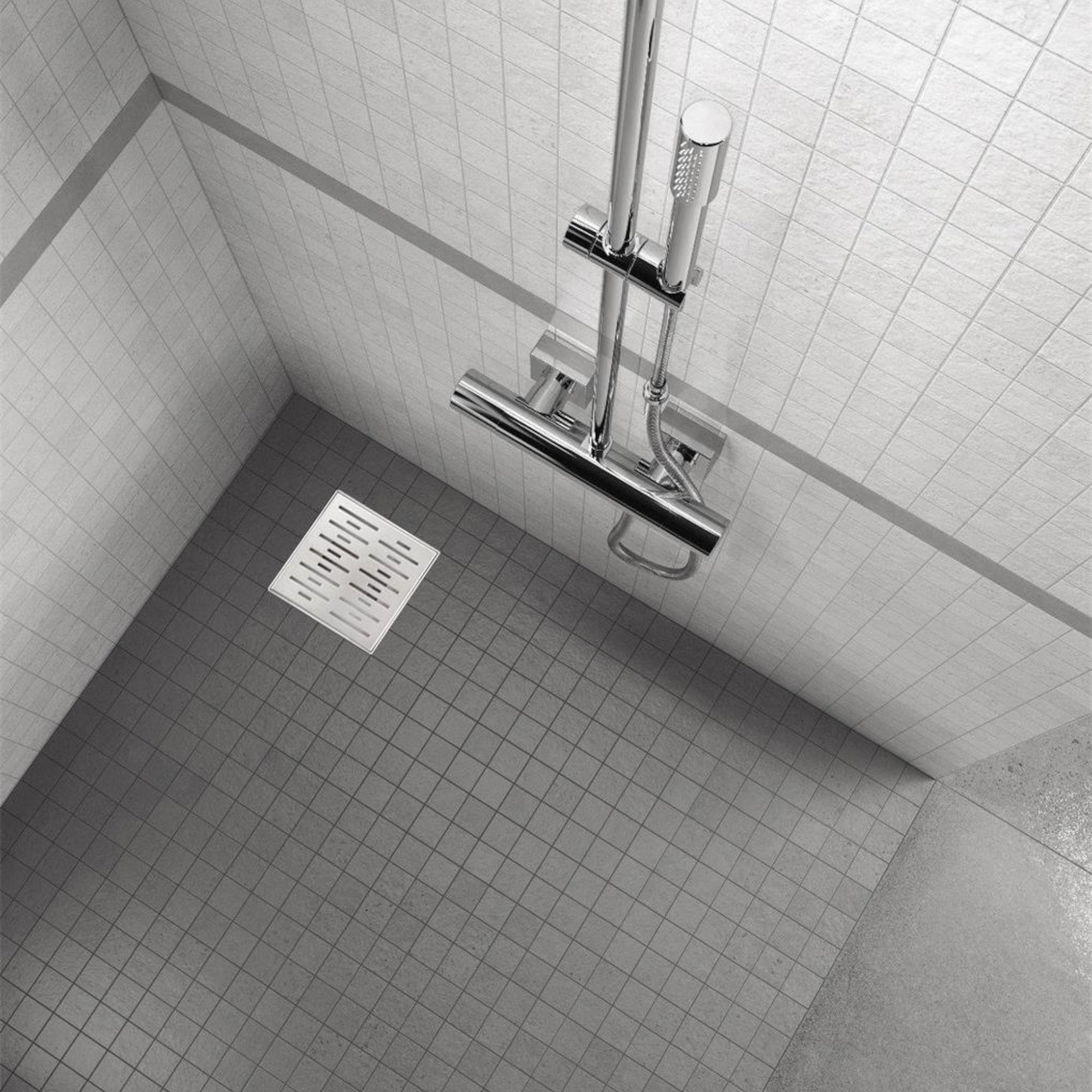 Ralo de duche quadrado em aço inoxidável ultra plano - 4 tamanhos Q4, prateado