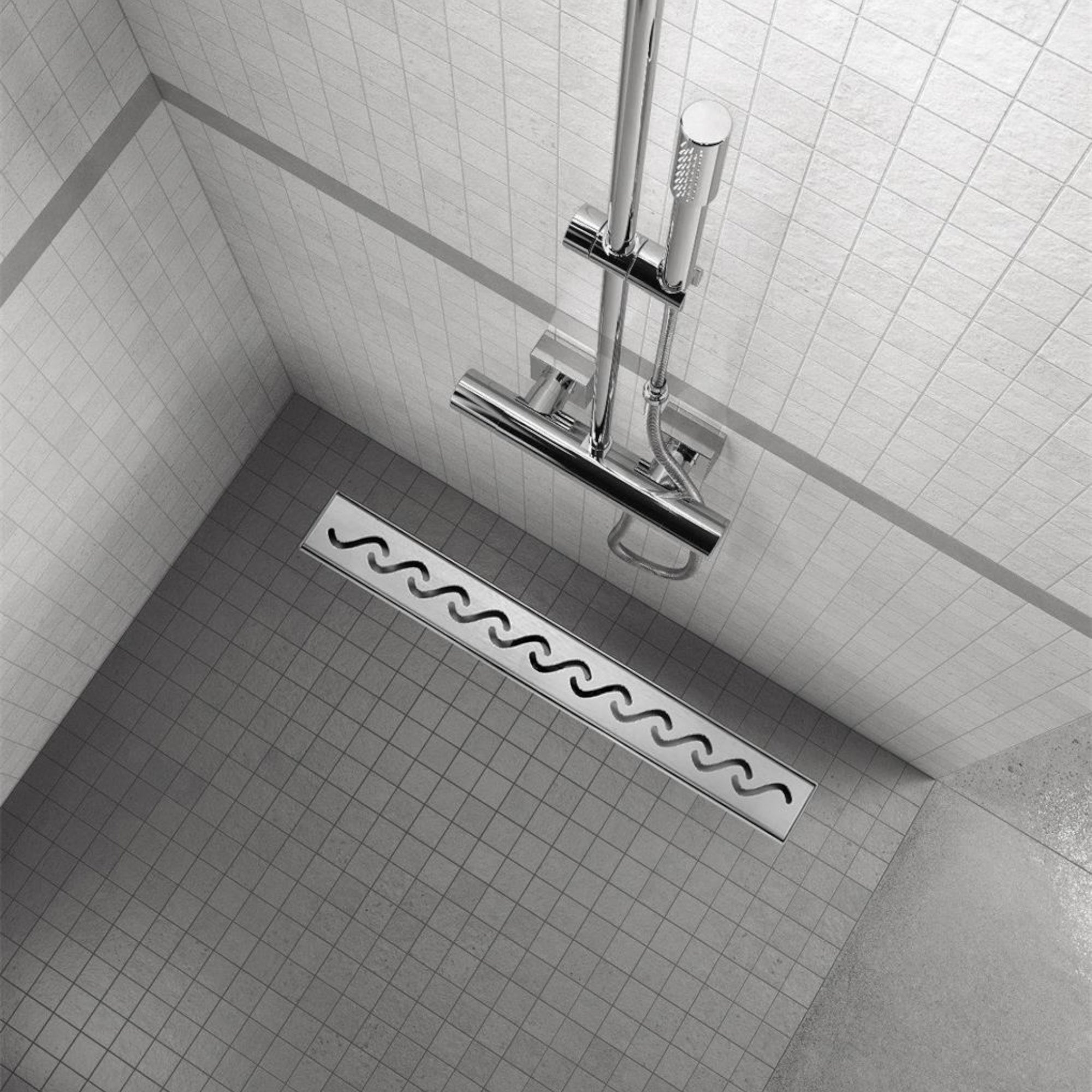 Ralo de duche em aço inoxidável - design ondas R6