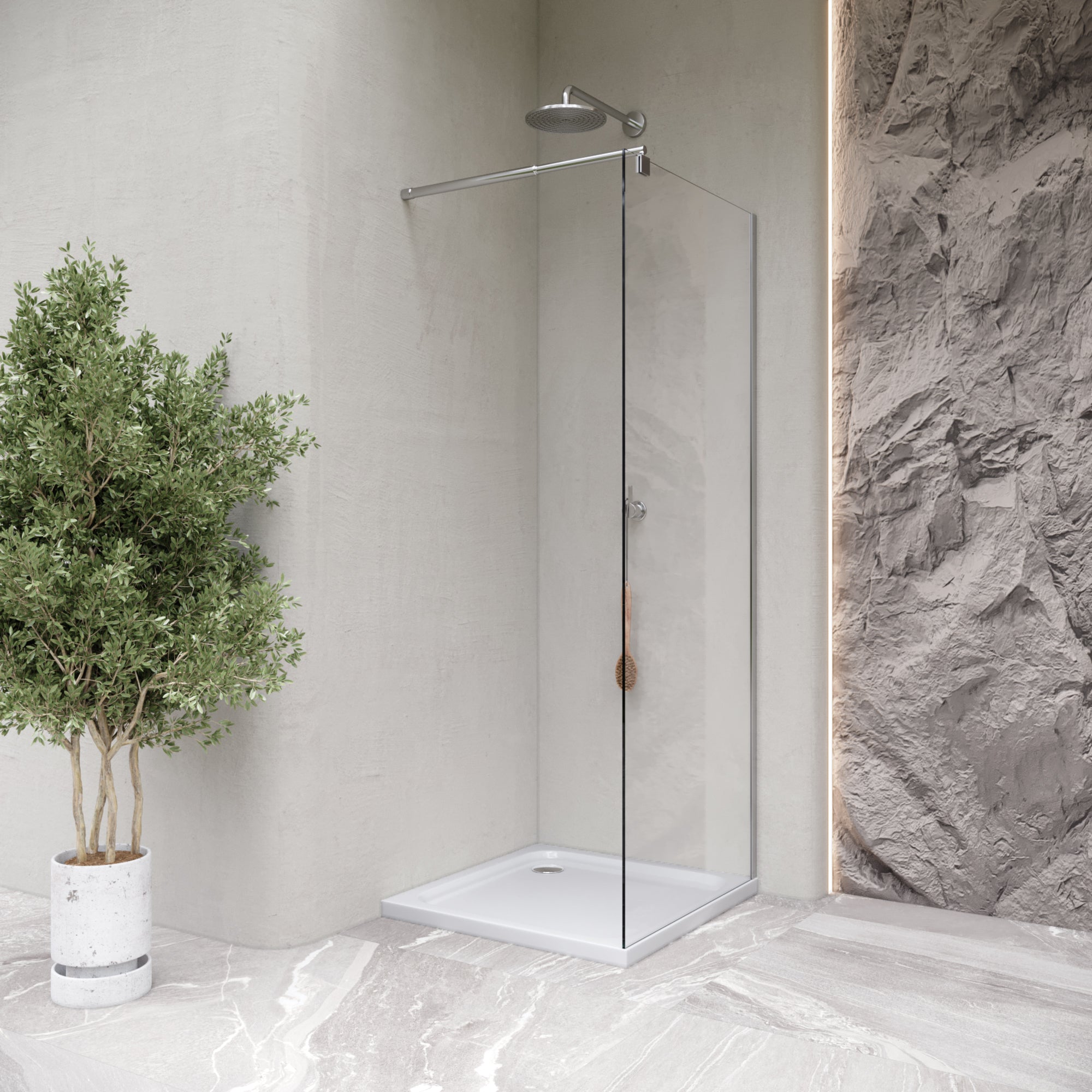 SHIMMER - Base de Duche Branca Smooth Acrílica, Textura Lisa, Extraplana 5cm, Sifão e Válvula Incluídos