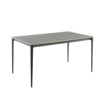 RUTH - Mesa de refeição 140x80cm para interior e exterior, tampo em cerâmica sinterizada efeito pedra e estrutura em alumínio preto