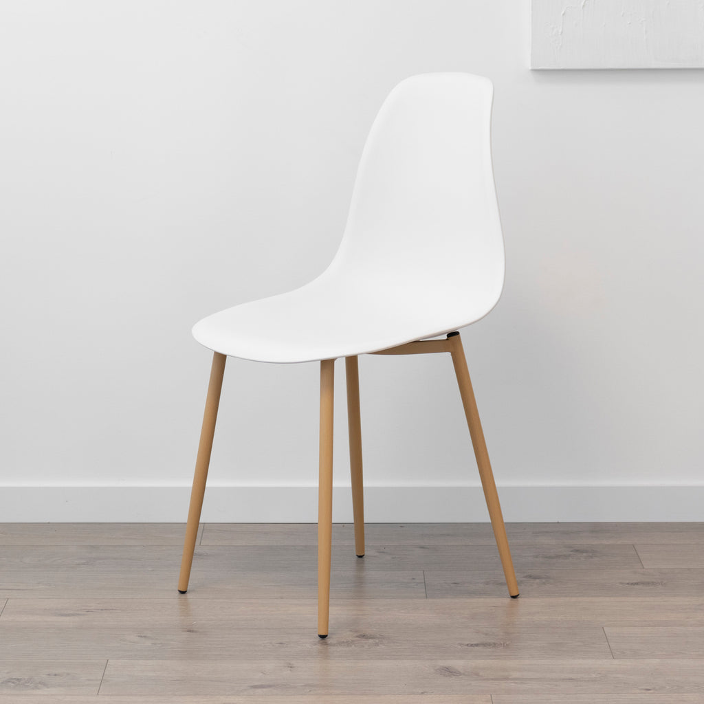 HEMANS - Conjunto de 4 cadeiras de jantar com encosto alto, pernas metálicas efeito madeira e pés antiderrapantes