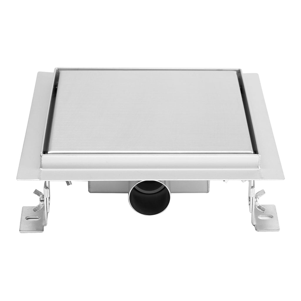 Ralo de duche de drenagem quadrado em aço inoxidável ultra plano - 4 tamanhos Q1, prateado