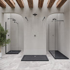 SHIMMER - Base de Duche Preta Smooth Acrílica, Textura Lisa, Extraplana 5cm, Sifão e Válvula Incluídos