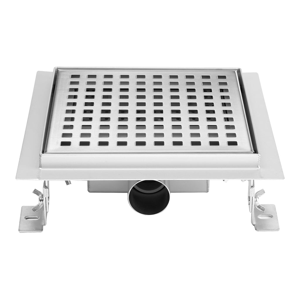 Ralo de duche quadrado em aço inoxidável ultra plano - 4 tamanhos Q5, prateado