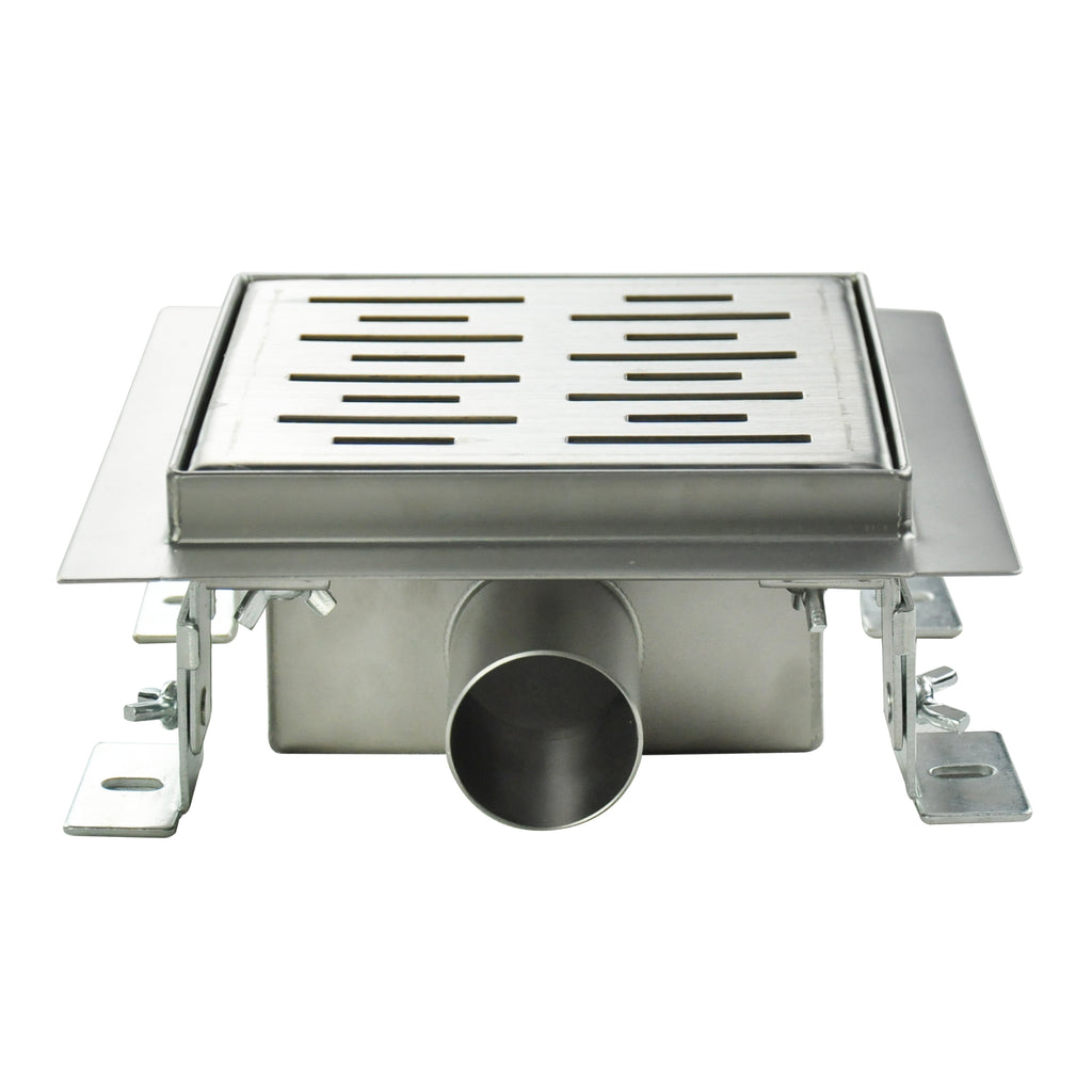 Ralo de duche quadrado em aço inoxidável ultra plano - 4 tamanhos Q4, prateado