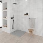 POLAR - Base de duche cinzenta antiderrapante, resistente, duradouro e fácil de limpar - Inc. sifão