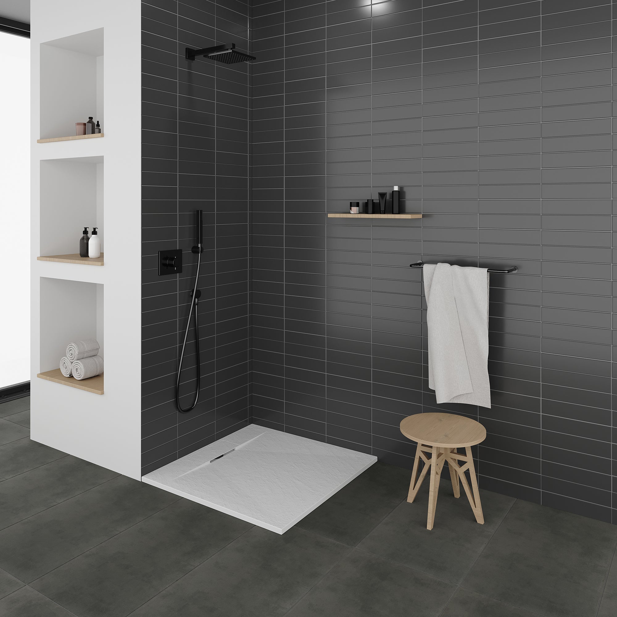 POLAR - Base de Duche Branca Antiderrapante, Resistente, Duradouro e Fácil de Limpar - Inc. sifão