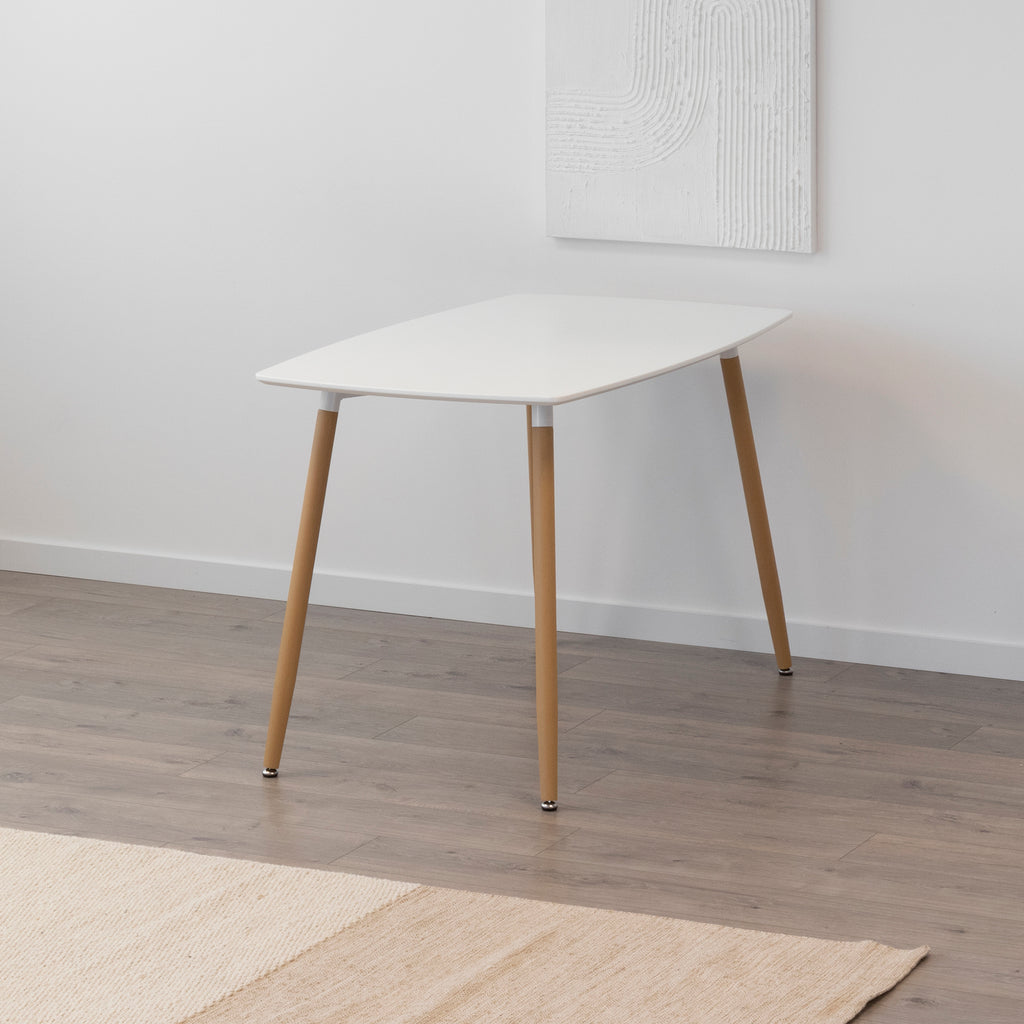 FELICIA - Mesa de jantar 120x70x74,5 cm – Estrutura metálica efeito madeira, pés antiderrapantes, montagem fácil