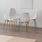 HEMANS - Conjunto de 4 cadeiras de jantar com encosto alto, pernas metálicas efeito madeira e pés antiderrapantes