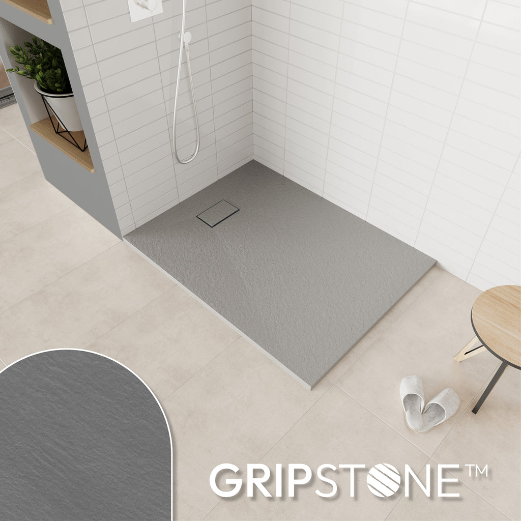 BOREAL - Base de Duche Cinzenta Antiderrapante, Resistente, Duradouro e Fácil de Limpar - Inc. sifão