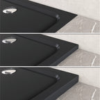 SHIMMER - Base de Duche Preta Smooth Acrílica, Textura Lisa, Extraplana 5cm, Sifão e Válvula Incluídos