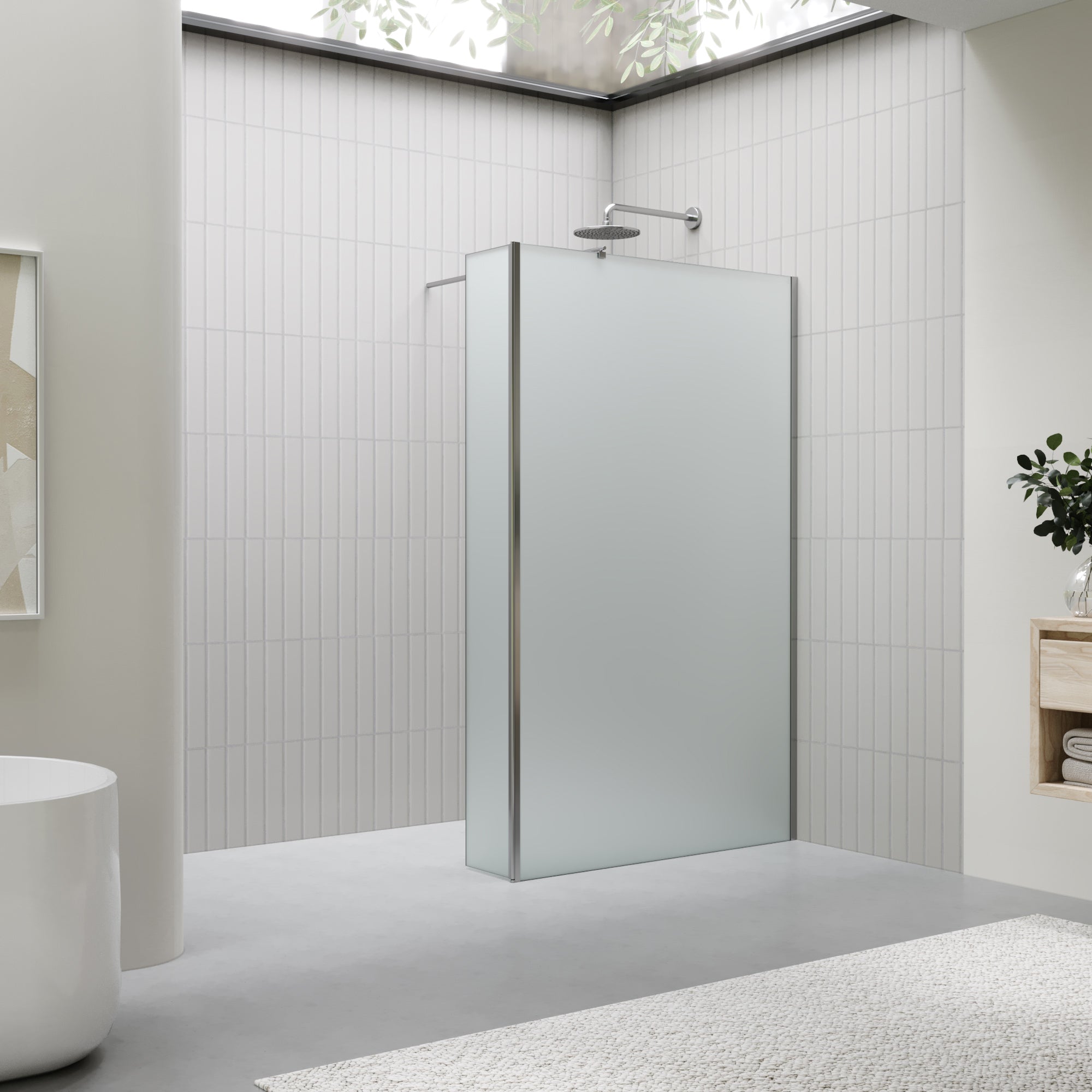 Extensão Giratória 40 cm para Divisória de Duche Walk-In | Vidro Temperado 10 mm, Proteção Salpicos