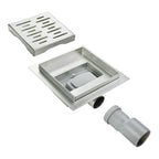 Ralo de duche quadrado em aço inoxidável ultra plano - 4 tamanhos Q4, prateado