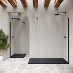 HIEMAL - Base de duche preta antiderrapante, resistente, duradouro e fácil de limpar - Inc. sifão