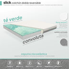 SLICK - Colchão viscoelástico reversível com 7 Zonas ergonómicas e espuma Green Tea