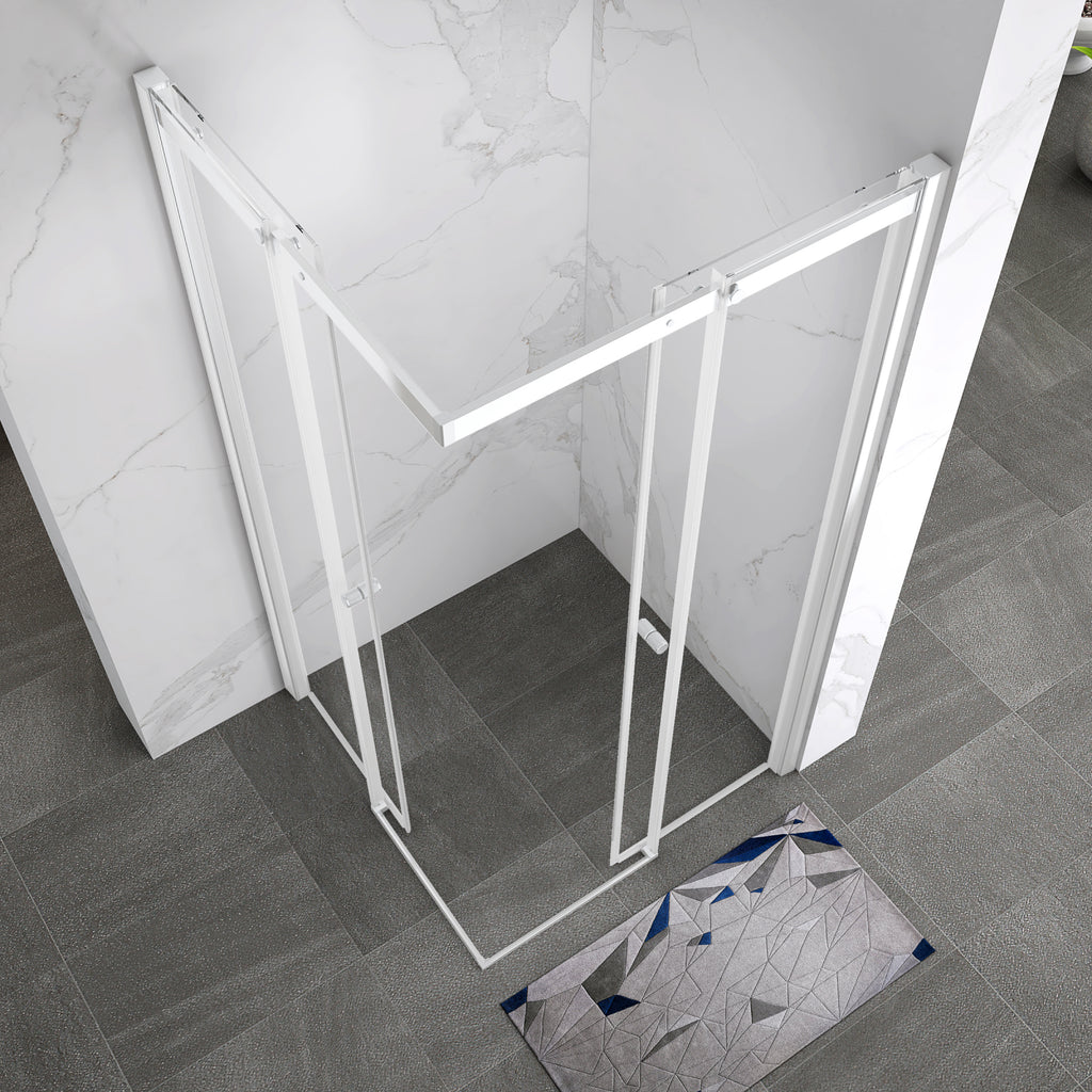 KAYLEE - Cabine de duche reversível com portas deslizantes, perfil cromado e vidro temperado transparente de 6mm