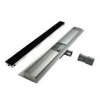 Ralo de duche retangular em aço inoxidável ultraplano Modelo R3 Drenagem de Vidro Preto