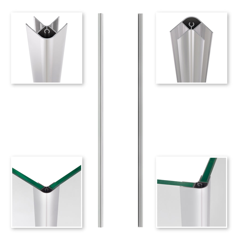 Perfil de Esquina Walk-In em Alumínio Cromado - Vários Tamanhos