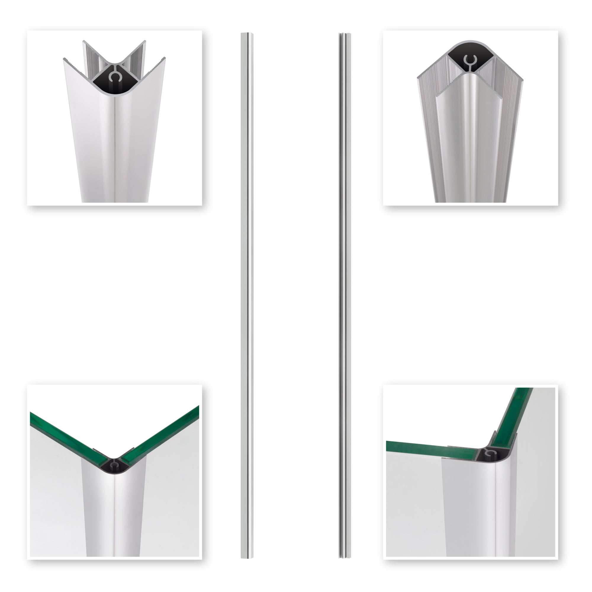 Perfil de Esquina Walk-In em Alumínio Cromado - Vários Tamanhos