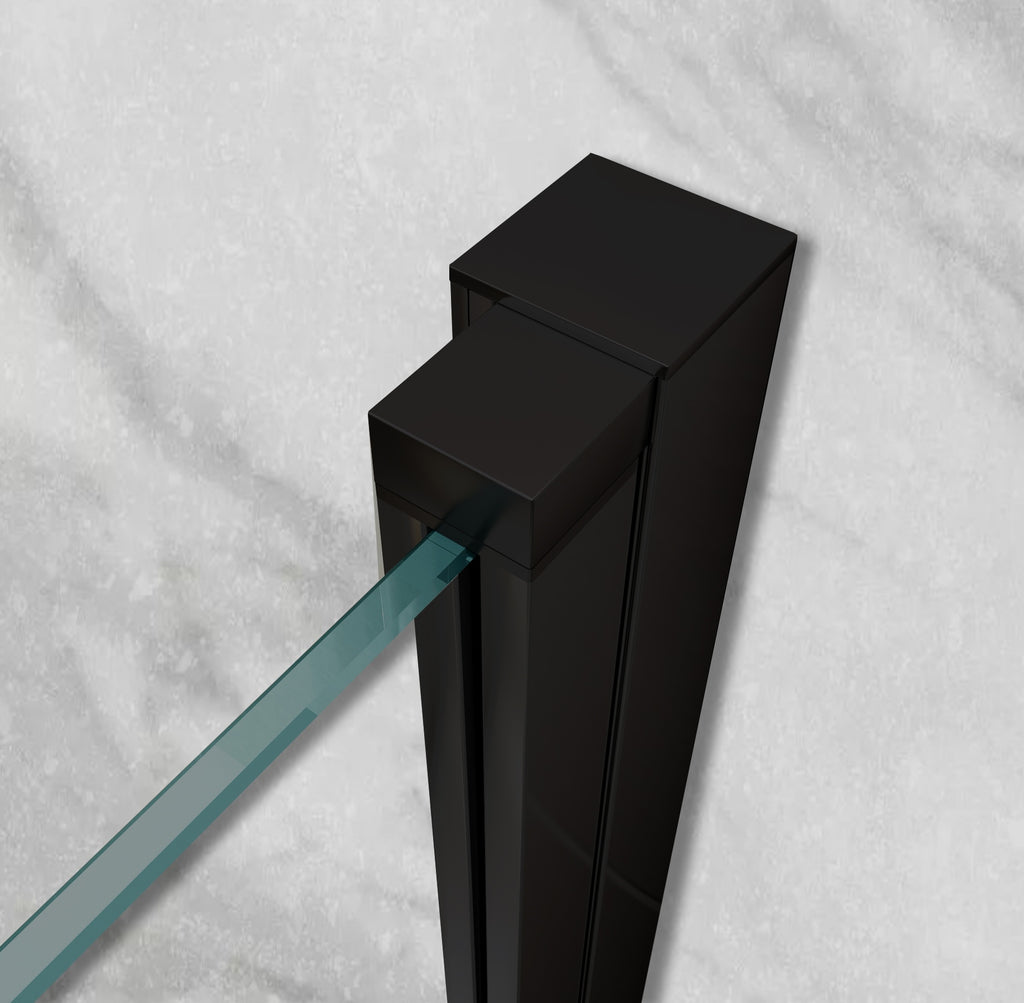 MATILDE - Cabine de duche de entrada de canto com portas dobráveis em vidro temperado e perfis preto