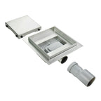 Ralo de duche de drenagem quadrado em aço inoxidável ultra plano - 4 tamanhos Q1, prateado