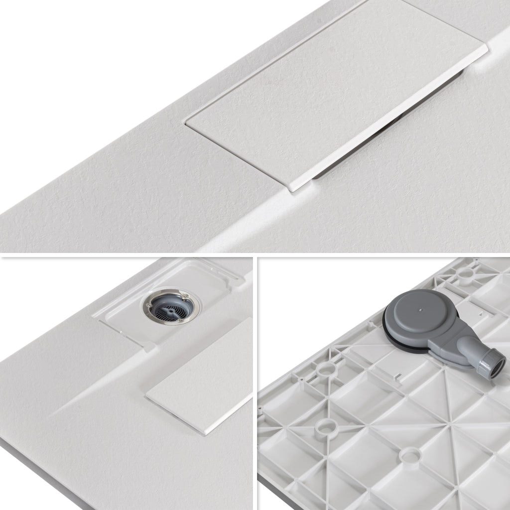 POLAR - Base de duche branca antiderrapante, resistente, duradouro e fácil de limpar - Inc. sifão