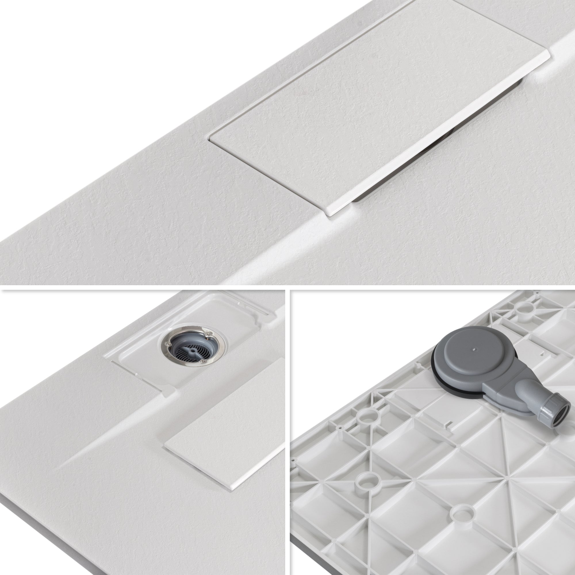 POLAR - Base de duche branca antiderrapante, resistente, duradouro e fácil de limpar - Inc. sifão