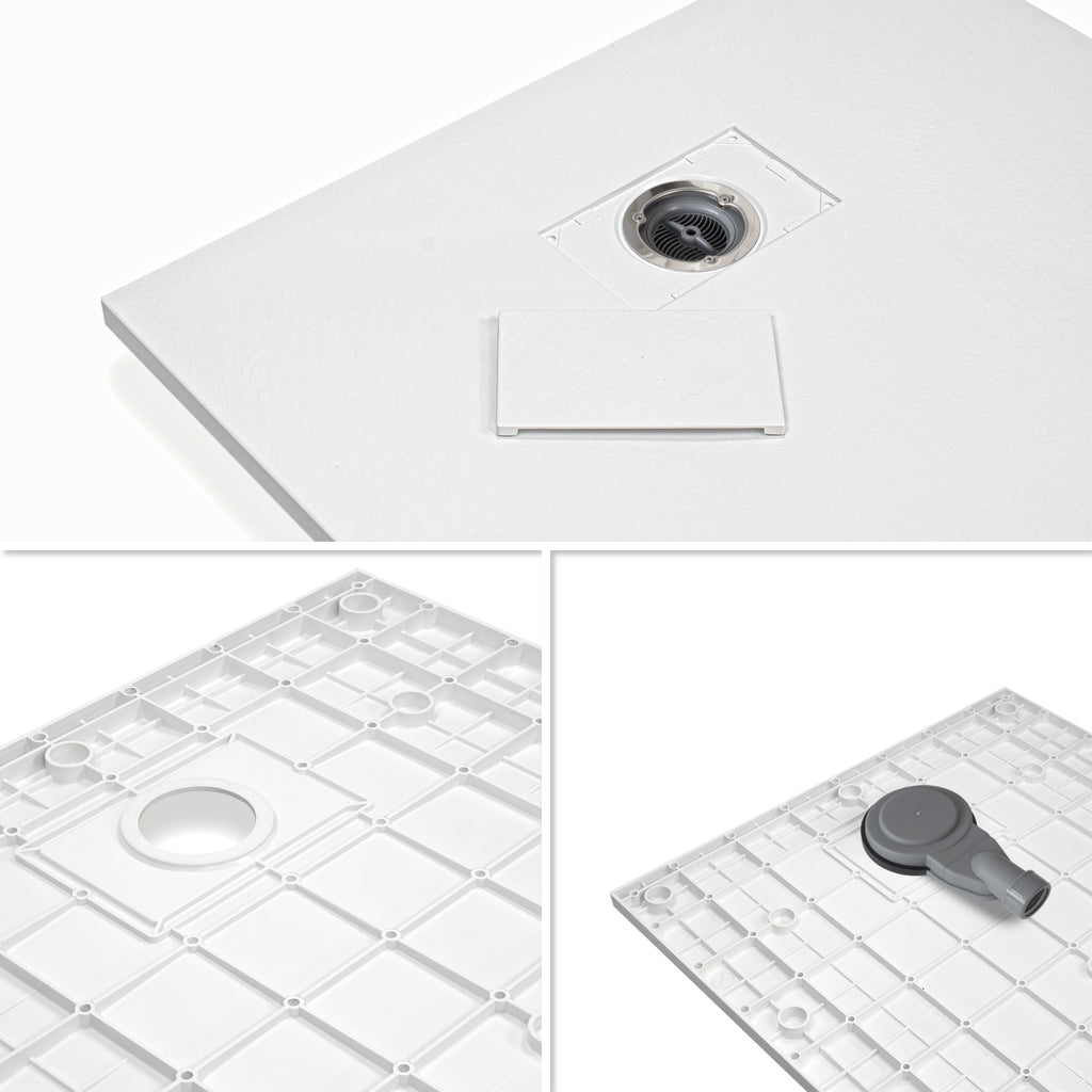 BOREAL - Base de Duche Branca Antiderrapante, Resistente, Duradouro e Fácil de Limpar - Inc. sifão