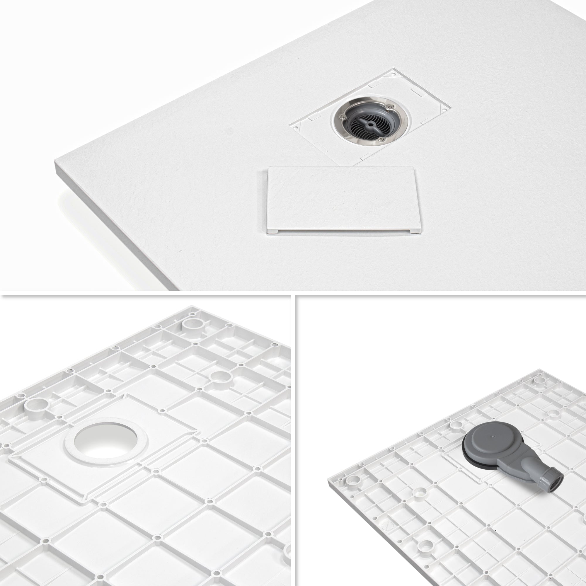 BOREAL - Base de Duche Branca Antiderrapante, Resistente, Duradouro e Fácil de Limpar - Inc. sifão