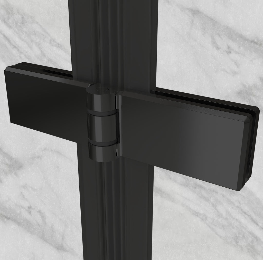 MATILDE - Cabine de duche de entrada de canto com portas dobráveis em vidro temperado e perfis preto