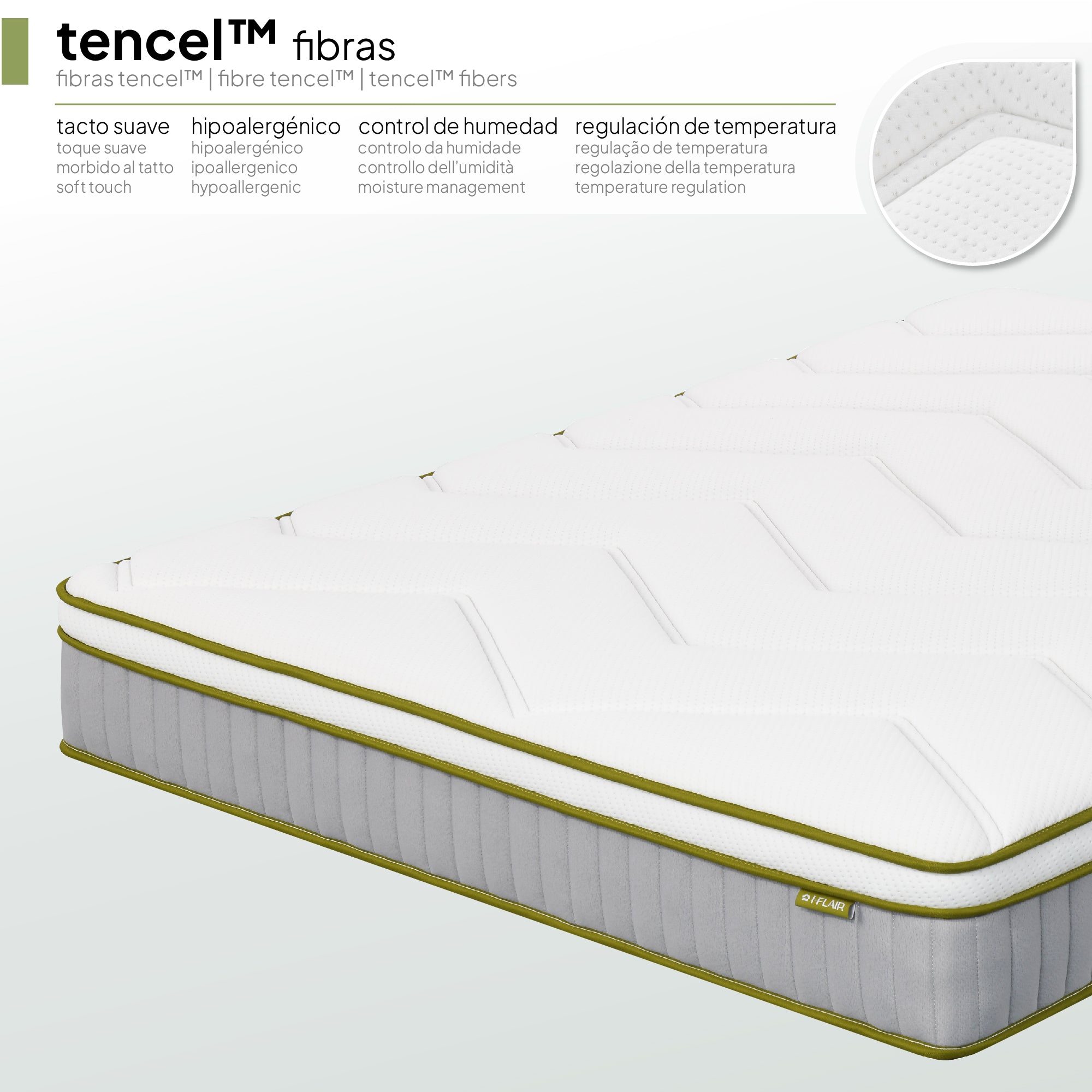 VERGE - Colchão híbrido com molas ensacadas e fibra Tencel™