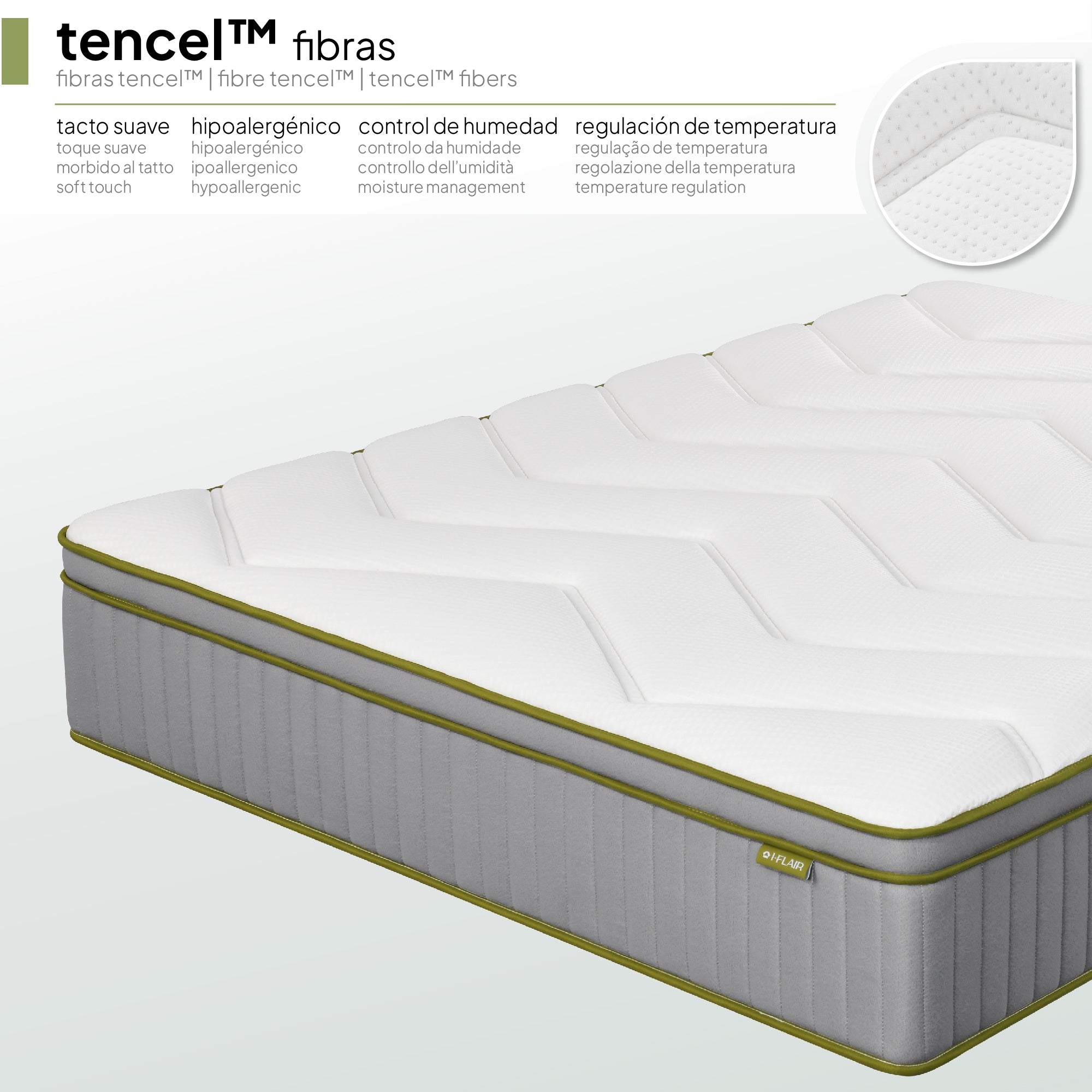 LUSTER - Colchão híbrido com molas ensacadas e espuma de alta densidade