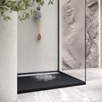 HIEMAL - Base de duche preta antiderrapante, resistente, duradouro - Inc. sifão e grelha de inox