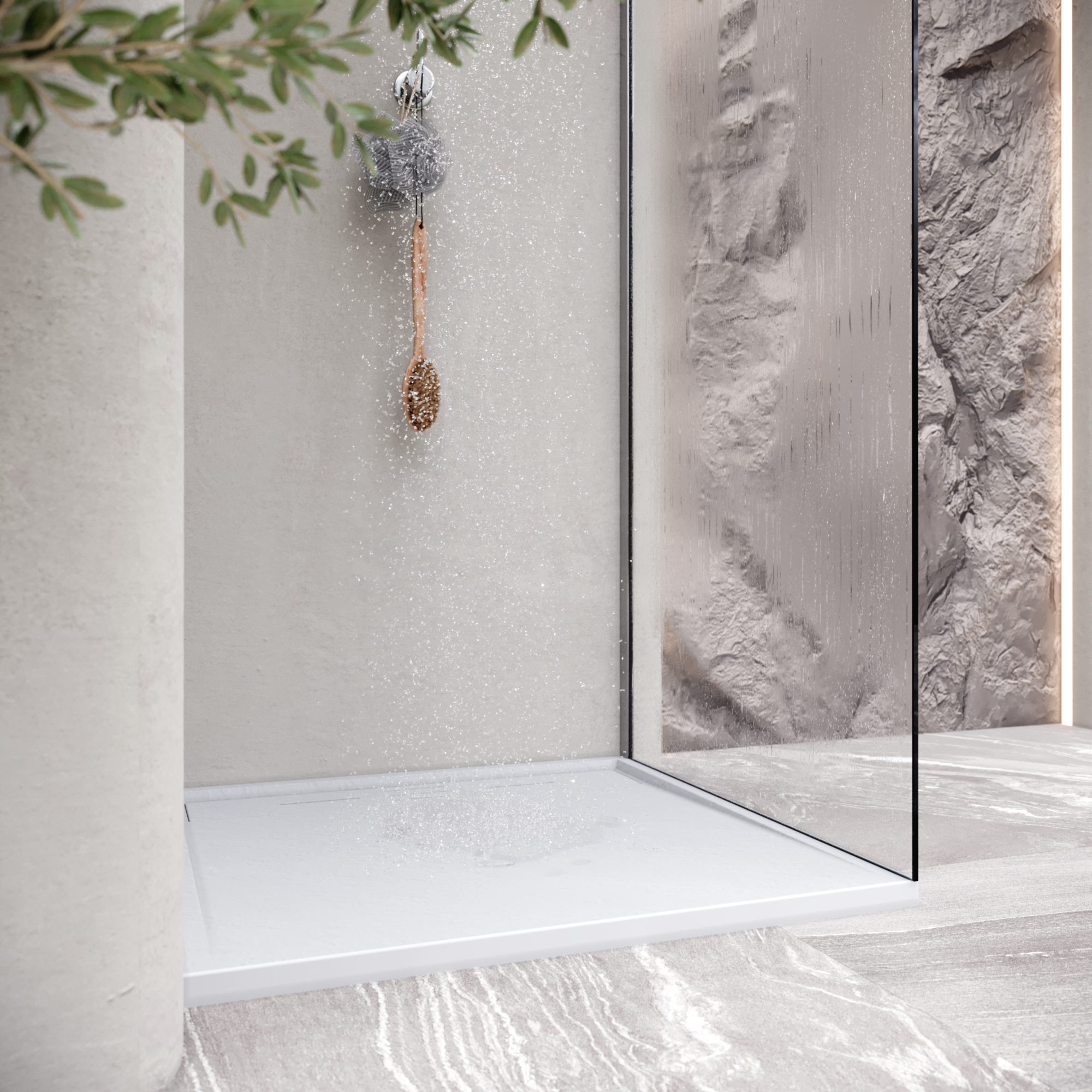 HIEMAL - Base de Duche Branca Antiderrapante, Resistente, Duradouro e Fácil de Limpar - Inc. Sifão