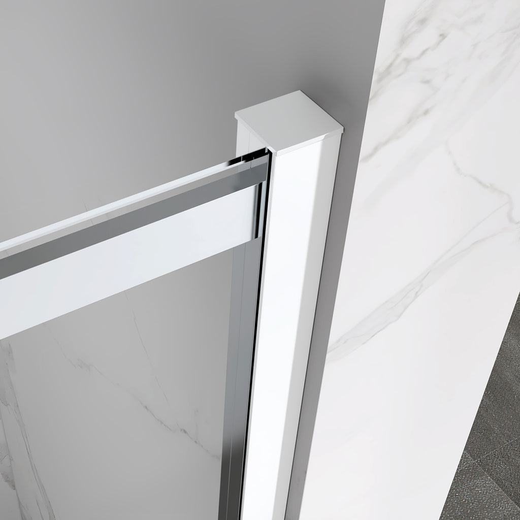 KAYLEE - Cabine de duche reversível com portas deslizantes, perfil cromado e vidro temperado transparente de 6mm