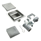 Ralo de duche quadrado em aço inoxidável ultra plano - 4 tamanhos Q5, prateado