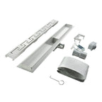 Ralo de duche retangular em aço inoxidável ultraplano Modelo R4 Prateado Drenagem do rebordo grego