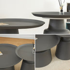 ONAT - Conjunto de 2 mesas de café/centro com estrutura metálica e acabamento preto (Ø65 e Ø45 cm)