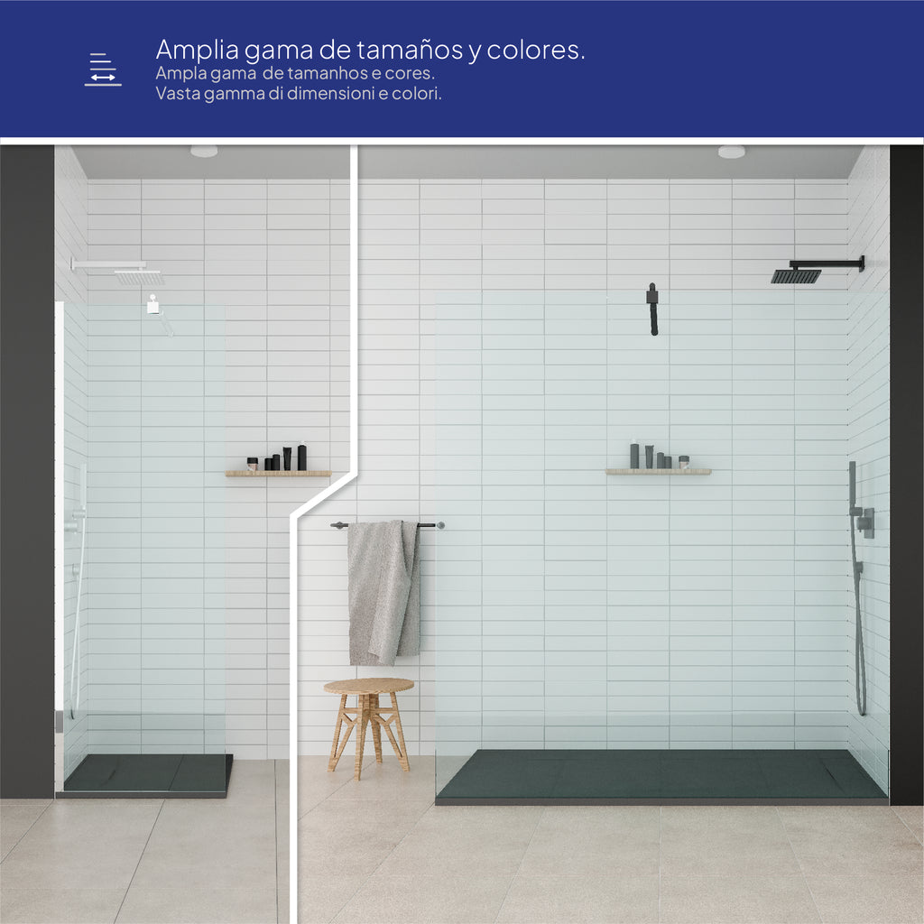 POLAR - Base de Duche Preta Antiderrapante, Resistente, Duradouro e Fácil de Limpar - Inc. sifão