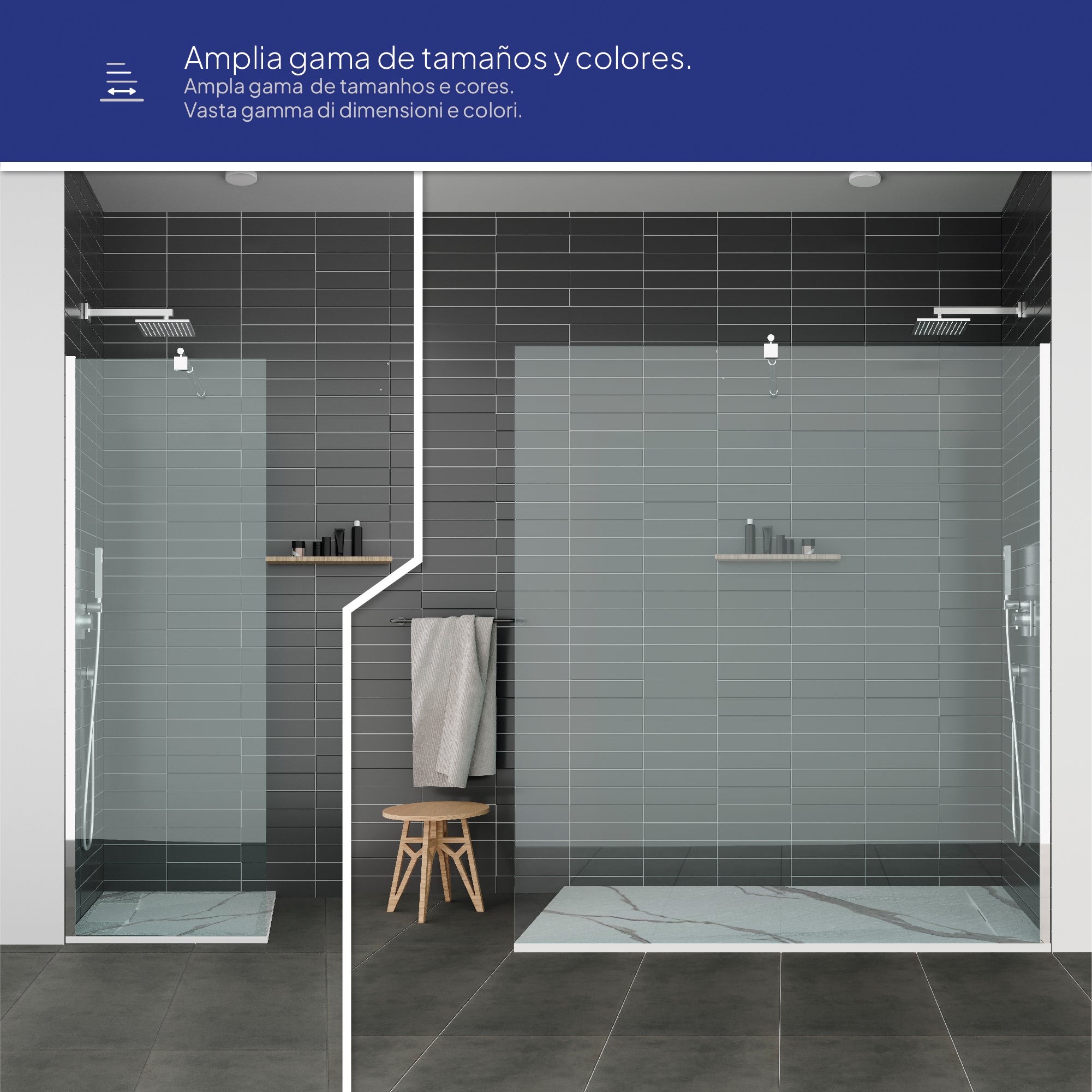 POLAR - Base de Duche Carrara Antiderrapante, Resistente, Duradouro e Fácil de Limpar - Inc. sifão