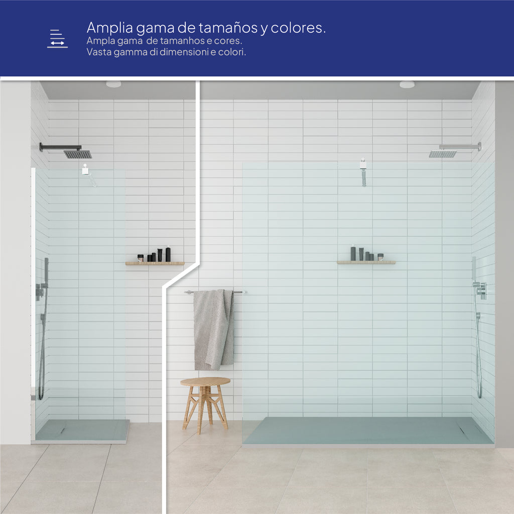 POLAR - Base de duche cinzenta antiderrapante, resistente, duradouro e fácil de limpar - Inc. sifão