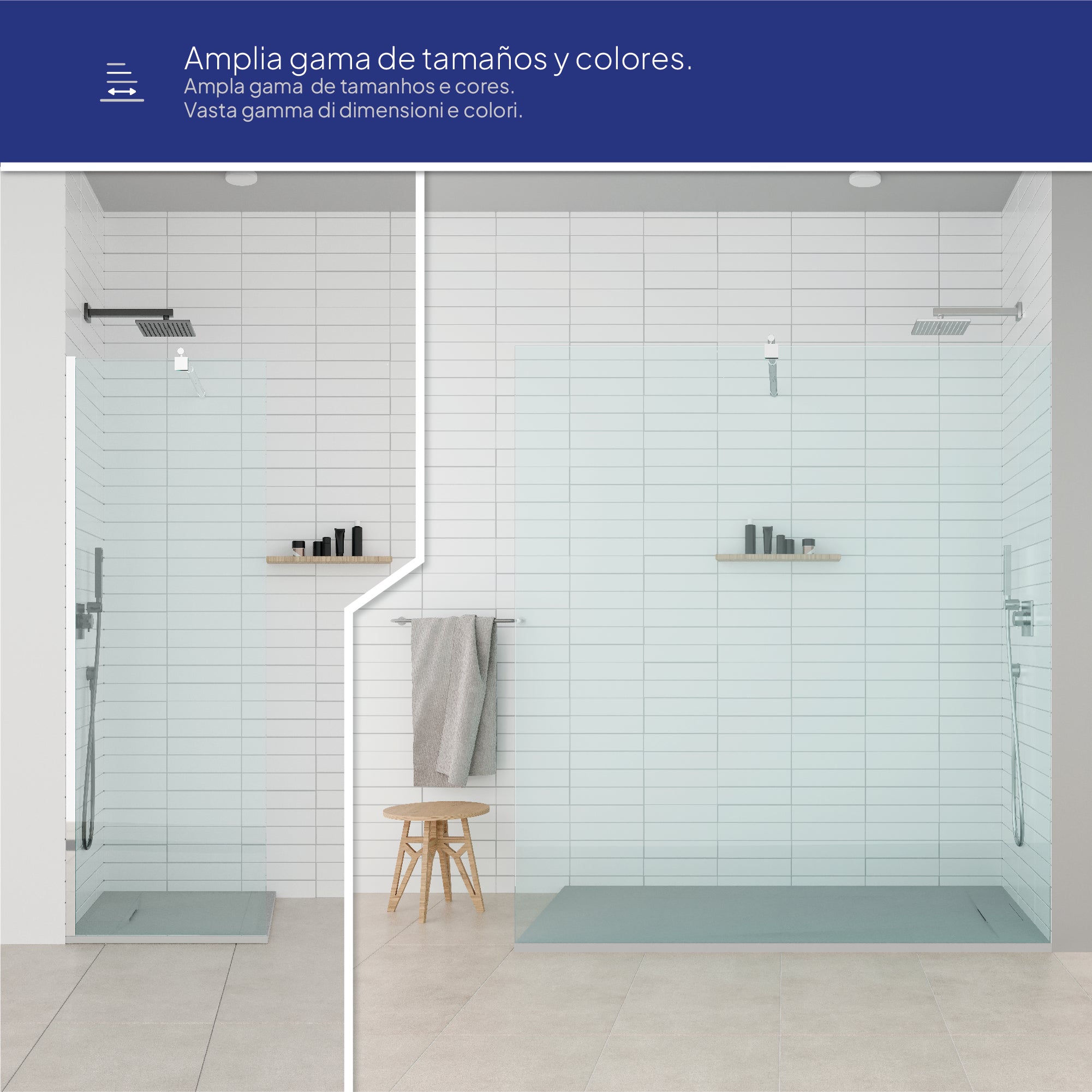 POLAR - Base de duche cinzenta antiderrapante, resistente, duradouro e fácil de limpar - Inc. sifão