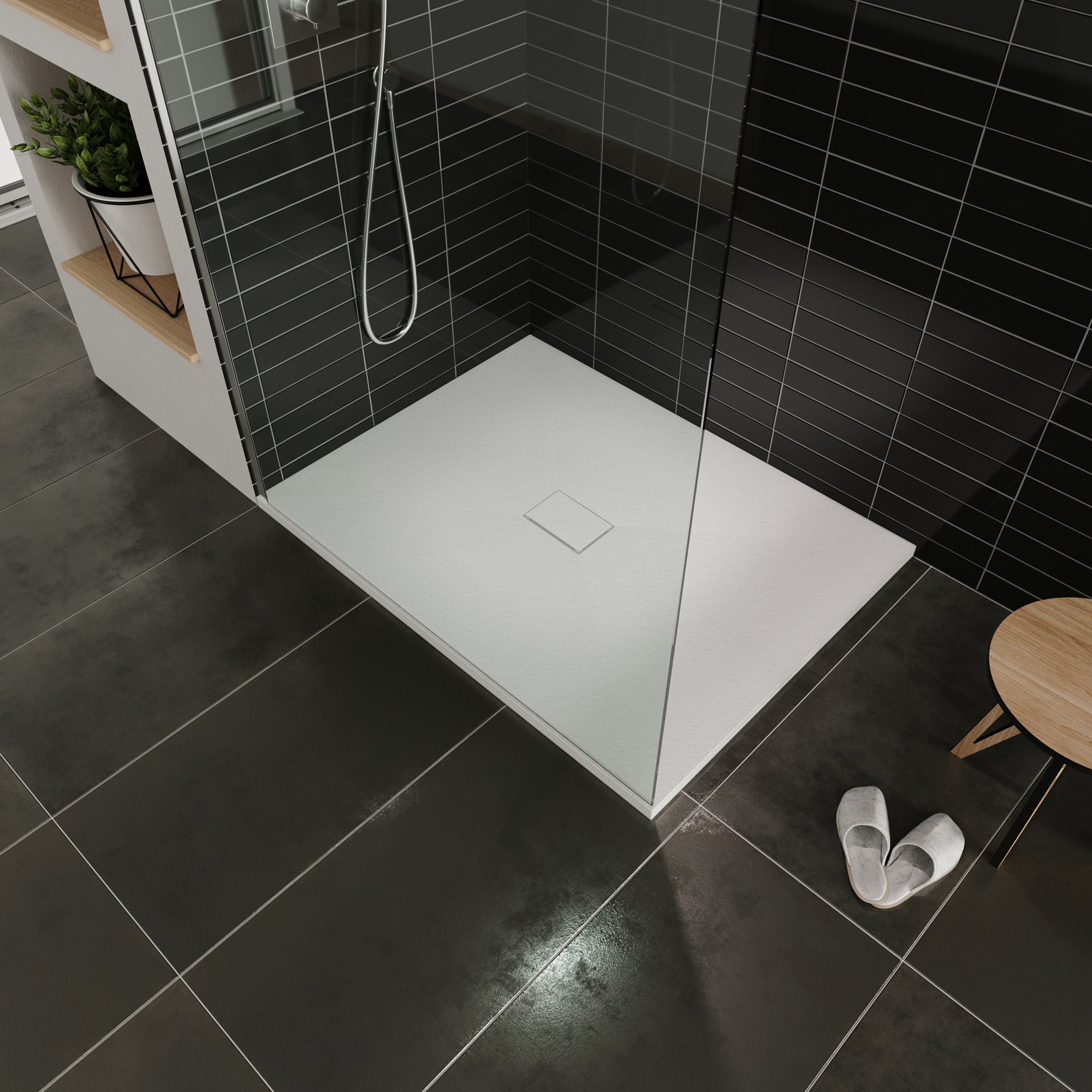 BOREAL - Base de Duche Branca Antiderrapante, Resistente, Duradouro e Fácil de Limpar - Inc. sifão