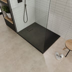 BOREAL - Base de Duche Preta Antiderrapante, Resistente, Duradouro e Fácil de Limpar - Inc. sifão