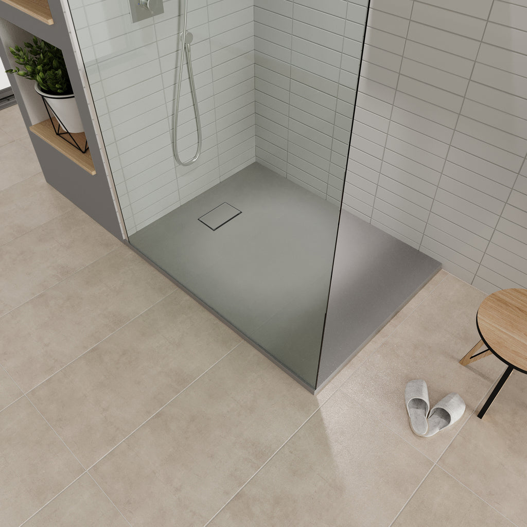 BOREAL - Base de Duche Cinzenta Antiderrapante, Resistente, Duradouro e Fácil de Limpar - Inc. sifão