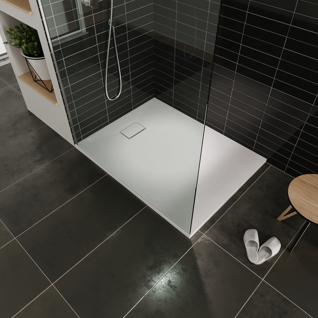 BOREAL - Base de Duche Branca Antiderrapante, Resistente, Duradouro e Fácil de Limpar - Inc. sifão