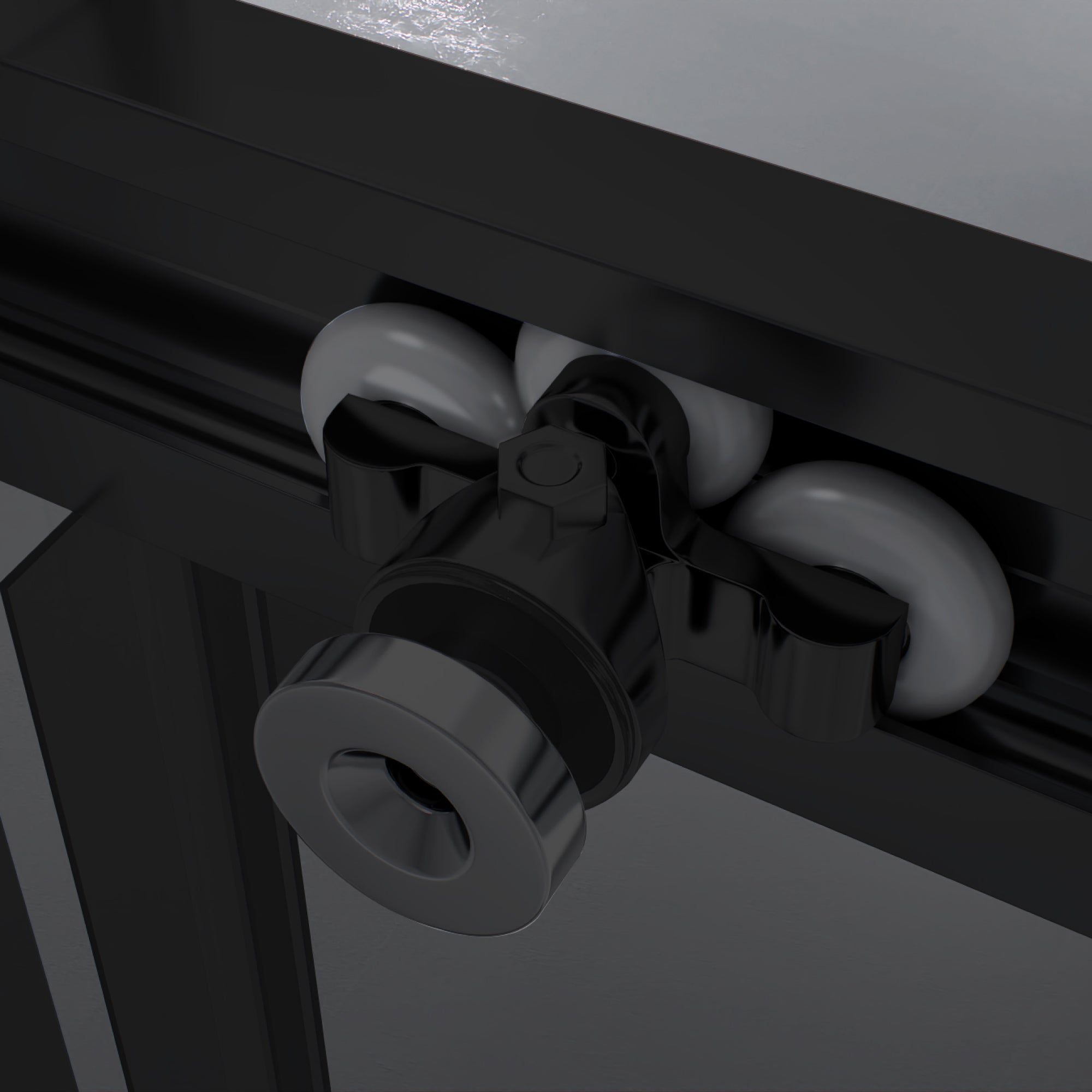 KAYLEE - Cabine de duche reversível com portas deslizantes, perfil negro e vidro temperado escurecido de 6mm