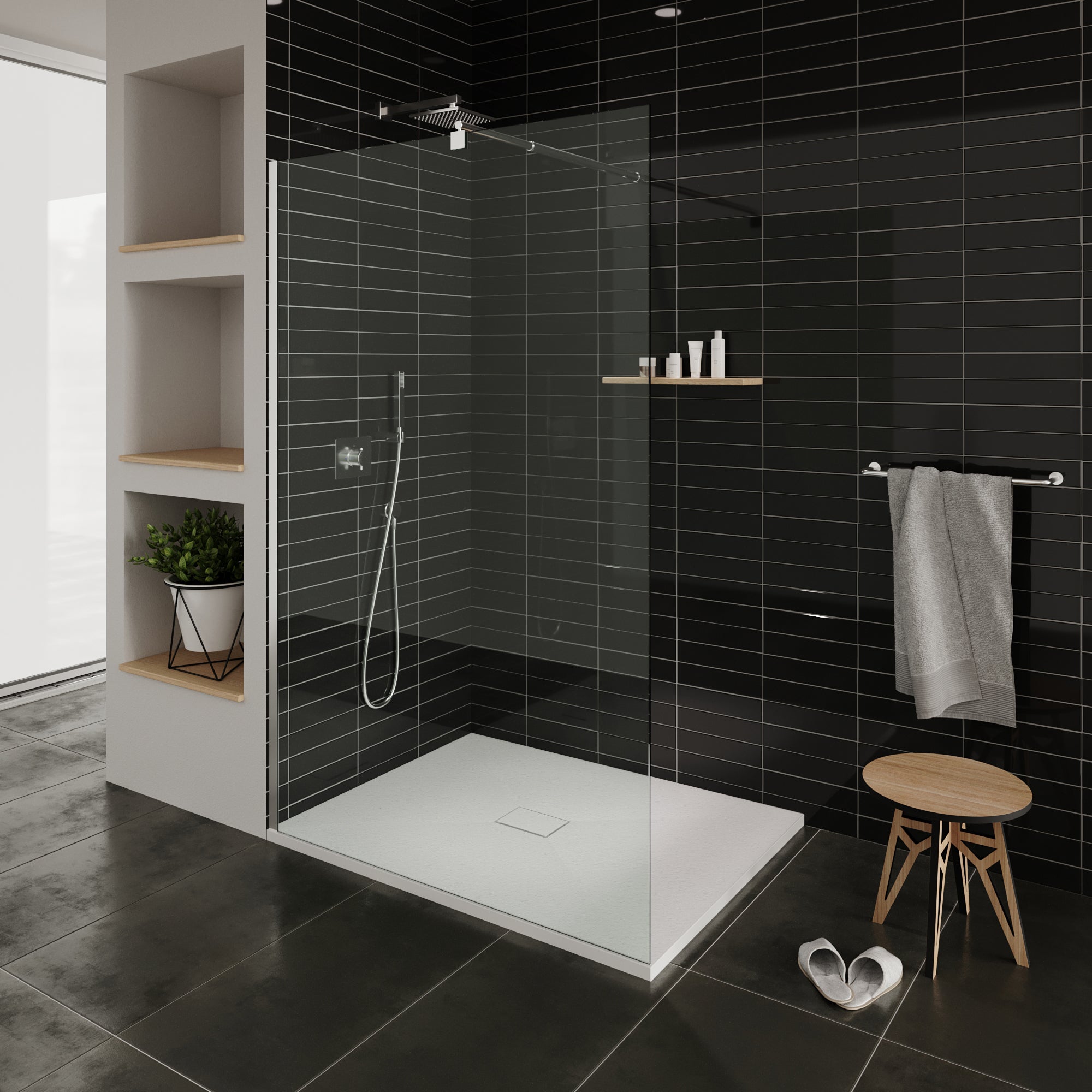 BOREAL - Base de Duche Branca Antiderrapante, Resistente, Duradouro e Fácil de Limpar - Inc. sifão